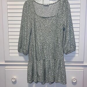 Leopard animal print Babydoll Mini Dress L,